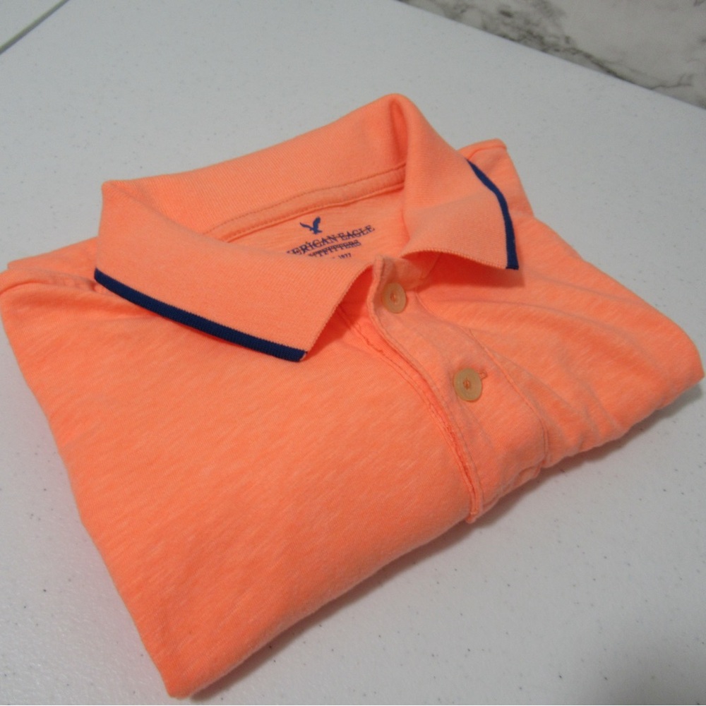 American Eagle Bright Orange Polo Shirt Size Large - Picture 12 of 12